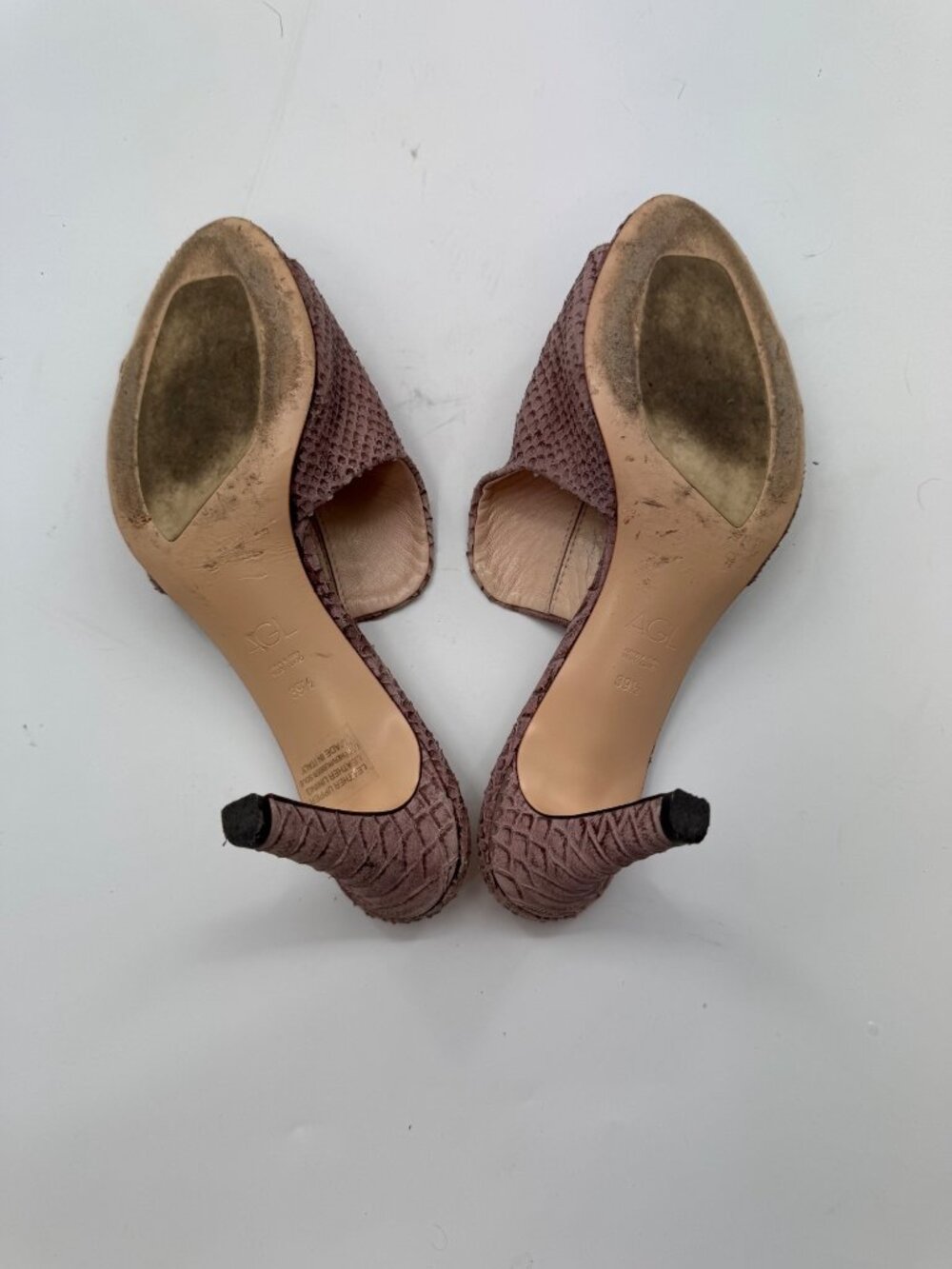AGL Dea Womens Croc-Embossed Leather Mule Heels Size 9.5 / 39.5 Made In Italy - Picture 7 of 12